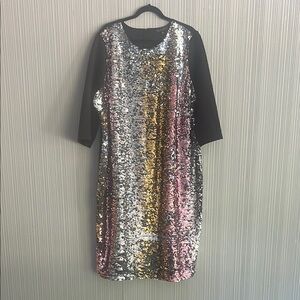 Plus size pink and yellow Eloquii sequined dress
